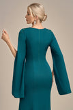 Glitter Dark Green Mermaid Round Neck Mother of the Bride Dress