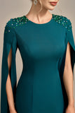 Glitter Dark Green Mermaid Round Neck Mother of the Bride Dress