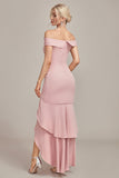 Pink Mermaid Asymmetrical Ruffled Mother of the Bride Dress