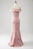 Load image into Gallery viewer, Pink Mermaid Asymmetrical Ruffled Mother of the Bride Dress