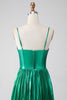 Load image into Gallery viewer, A-line Dark Green Corset Prom Dress with Slit