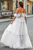 Load image into Gallery viewer, White Off the Shoulder Corset Polka Dots Long Prom Dress