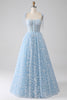 Load image into Gallery viewer, A-Line Spaghetti Straps Sky Blue Corset Prom Dress