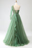 Load image into Gallery viewer, Dark Green A-Line One-Shoulder Long Prom Dress With Long Sleeves