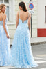 Load image into Gallery viewer, Charming A Line Spaghetti Straps Sky Blue Long Prom Dress with Split Front