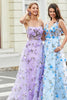 Load image into Gallery viewer, Gorgeous A Line Spaghetti Straps Lilac Long Prom Dress with 3D Flowers