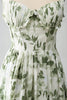 Load image into Gallery viewer, Green A-Line Spaghetti Straps Printed Pleated Long Bridesmaid Dress With Slit