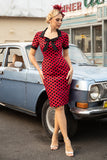 Red Polka Dots 1960s Dress with Bow