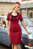 Load image into Gallery viewer, Red Polka Dots 1960s Dress with Bow