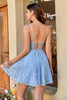 Load image into Gallery viewer, Lace Spaghetti Straps Blue Graduation Dress