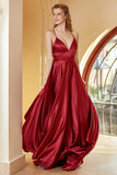 Burgundy Spaghetti Straps Simple Prom Dress