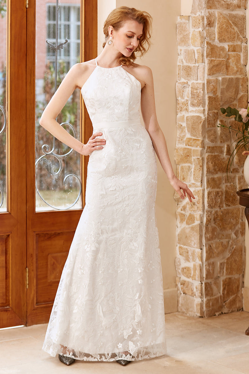 Load image into Gallery viewer, White Mermaid Floor Length Church Wedding Dress
