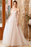 Appliques Tulle Halter Wedding Dress