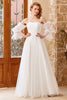 Load image into Gallery viewer, White Tulle Off Shoulder Wedding Dress