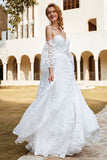 White Organza Off Shoulder Wedding Dress