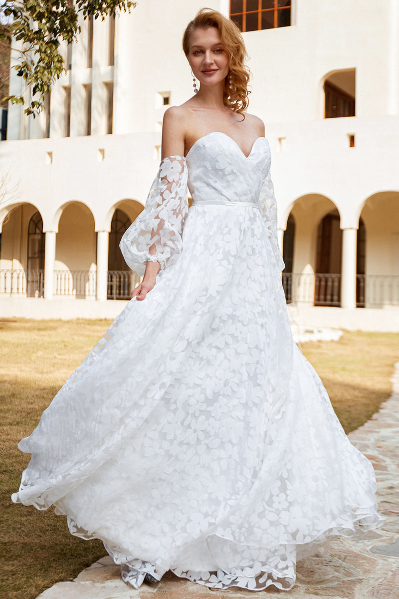 Flowy off the hot sale shoulder wedding dress