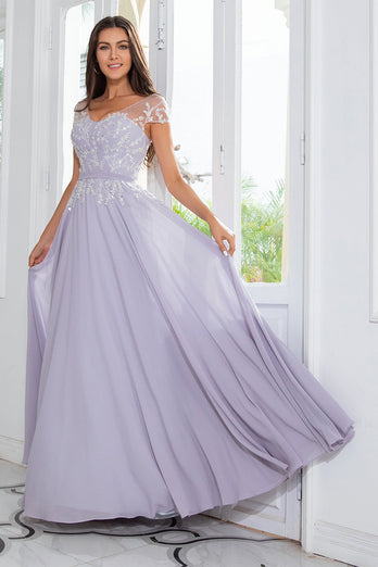 Grey Chiffon Mother of the Bride Dress with Beading