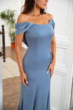 Mermaid Grey Blue Mother of the Bride Dress