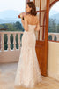Load image into Gallery viewer, Mermaid Deep V Neck White Lace Wedding Dress with Appliques