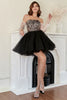 Load image into Gallery viewer, Black Strapless Neck A Line Graduation Dress