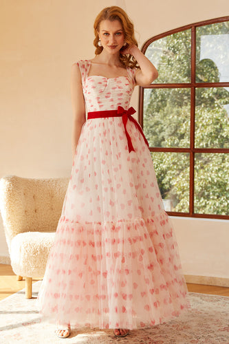 Princess A Line Sweetheart Long Prom Dress with Bowknot