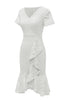 Load image into Gallery viewer, Sheath V Neck White Lace Bodycon Dress