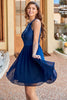 Load image into Gallery viewer, Halter Neck Navy Lace Dress