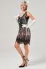 Load image into Gallery viewer, Black and Red Short Sequins 1920s Dress