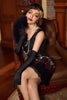 Load image into Gallery viewer, Black &amp; Red Short Sequined 1920s Flapper Dress