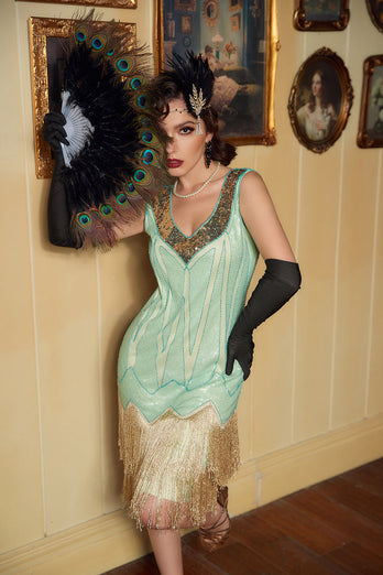 Sequined Green Short 1920s Party Dress