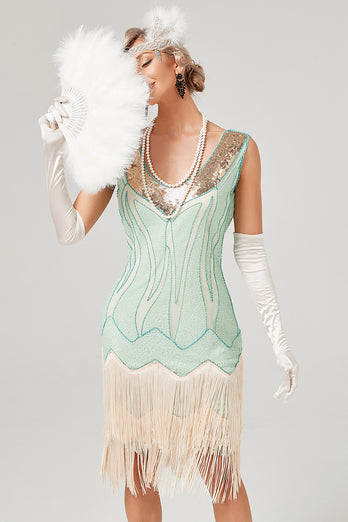 Sequins Green Short 1920s Gatsby Dress