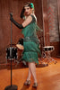 Load image into Gallery viewer, Dark Green Gatsby 1920s Dress with Sequined and Fringes