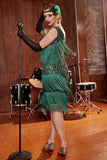 Dark Green Gatsby 1920s Dress with Sequined and Fringes