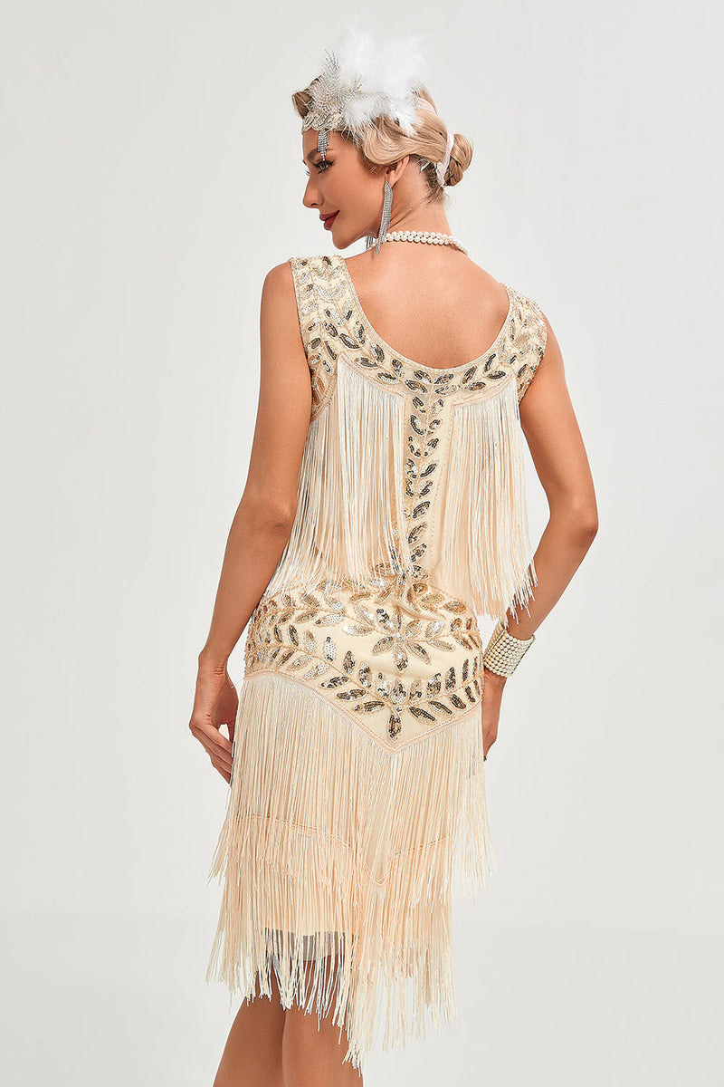 Load image into Gallery viewer, Black Gatsby 1920s Flapper Dress with Sequins and Fringes