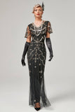 Red Sequins Long 1920s Flapper Dress