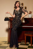 Black Sequins Long 1920s Dress