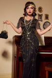 Black Sequins Long 1920s Dress