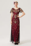 Black Blush Sequins Long 1920s Dress