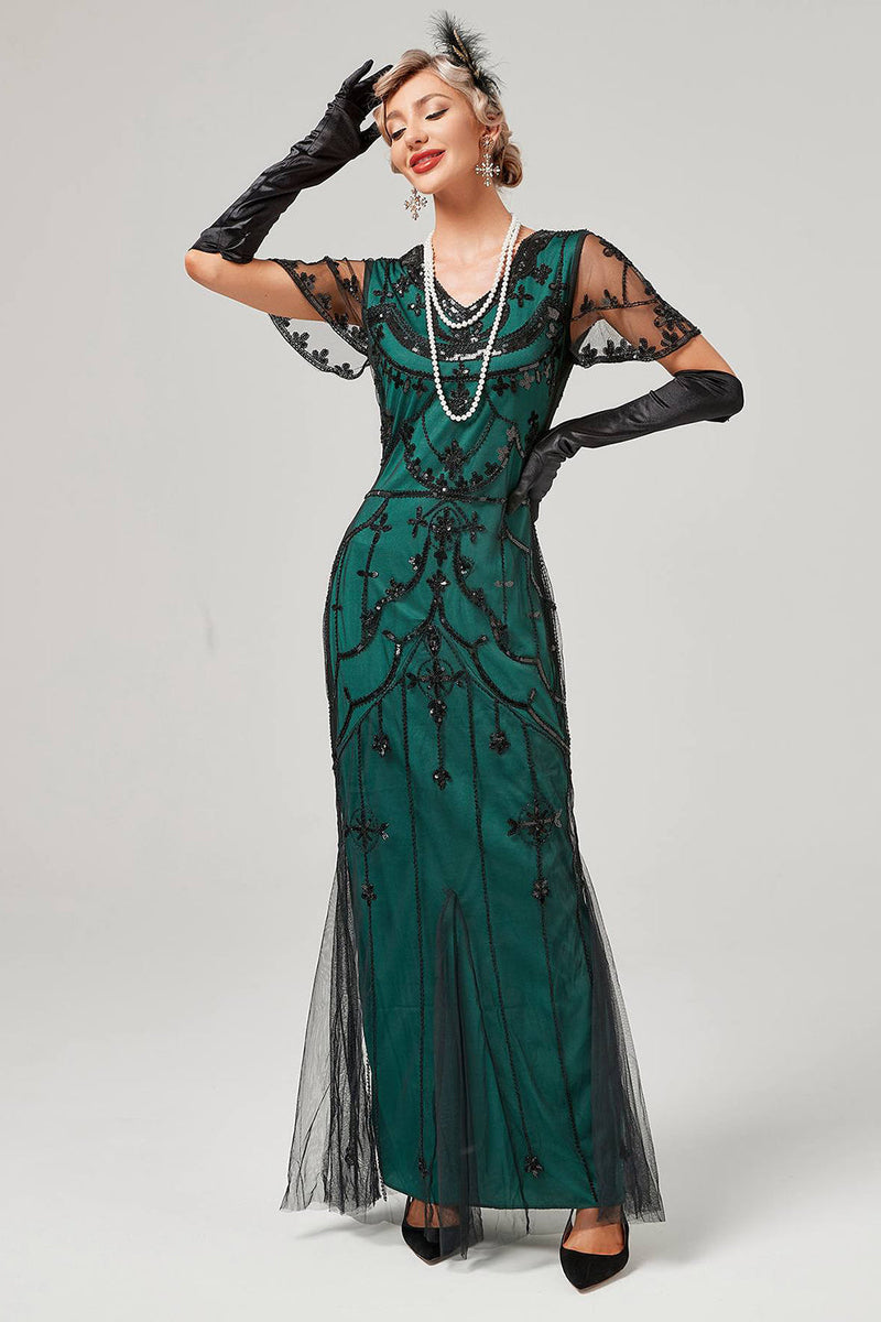 Load image into Gallery viewer, Ivory Sequins Long 1920s Flapper Dress