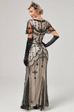 Ivory Sequins Long 1920s Flapper Dress