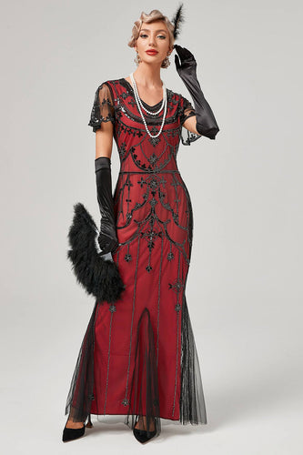 Red Sequins Long 1920s Flapper Dress