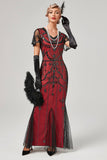 Red Sequins Long 1920s Flapper Dress