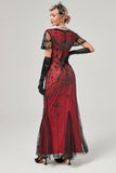 Red Sequins Long 1920s Flapper Dress