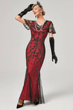 Red Sequins Long 1920s Flapper Dress