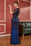 Royal Blue Sequin Long 1920s Dress