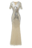 Apricot Sequins 1920s Prom Dress