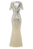 Apricot Sequins 1920s Prom Dress