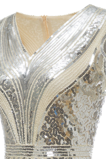 Apricot Sequins 1920s Prom Dress