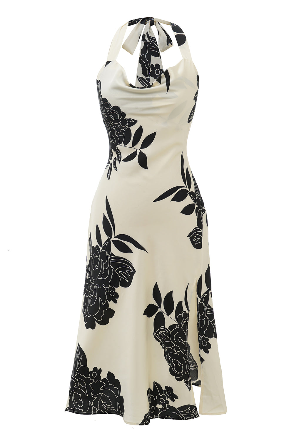 Black and White Floral Wedding Party Dress