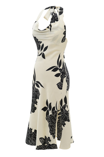 Black and White Floral Wedding Party Dress